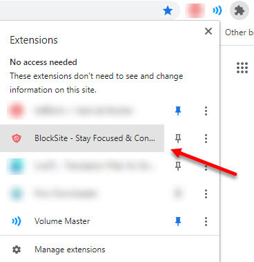 BlockSite extension in Chrome