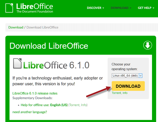 Download LibreOffice Ubuntu 16.04 18.04
