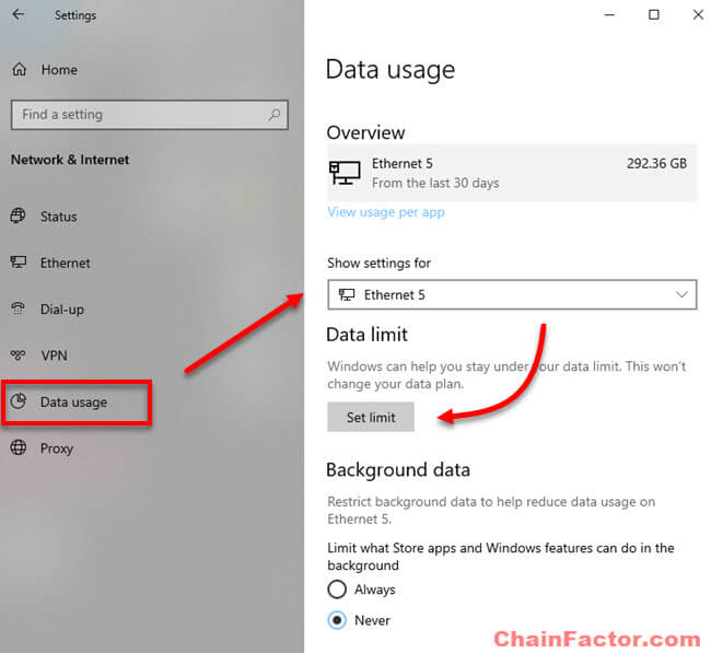 How to Limit Data Usage In Windows 10 While Tethering