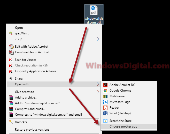 Open PDF with Adobe Reader not chrome Edge firefox